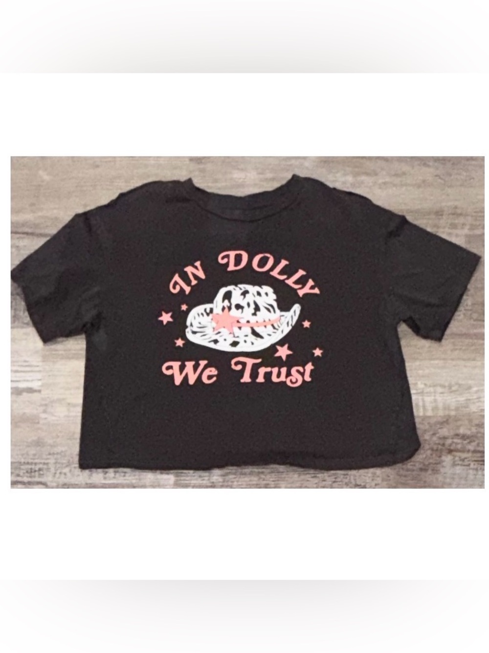 NWOT Women's "In Dolly We Trust" Crop Top Size Small